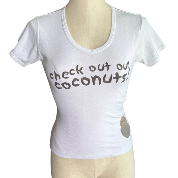 Y2K Made in USA Whimsical Malibu Coconut Baby Tee size Medium - Picture 1 of 12